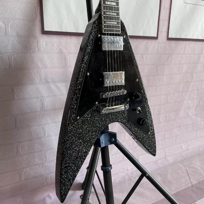 Custom Factory Metallic Grey Silver V Shape Electric Guitar Closed Pickups Mahogany Body Neck supplier