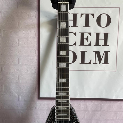 Custom Factory Metallic Grey Silver V Shape Electric Guitar Closed Pickups Mahogany Body Neck supplier