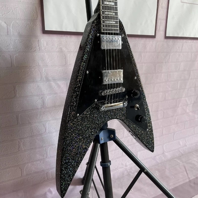 Custom Factory Metallic Grey Silver V Shape Electric Guitar Closed Pickups Mahogany Body Neck supplier