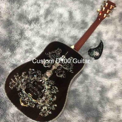 Deluxe Solid Rosewood Back Side 41 Inch D100aa Type Spruce Engraved Acoustic Guitar Abalone Inlay supplier