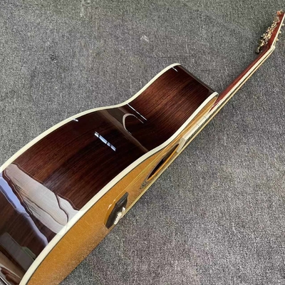 Custom OM Body Yellow Painting Acoustic Electric Guitar with SOLID ROSEWOOD Back Side supplier