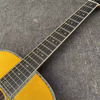 Custom OM Body Yellow Painting Acoustic Electric Guitar with SOLID ROSEWOOD Back Side supplier