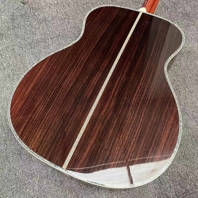 Custom OM Body Yellow Painting Acoustic Electric Guitar with SOLID ROSEWOOD Back Side supplier
