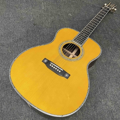Custom OM Body Yellow Painting Acoustic Electric Guitar with SOLID ROSEWOOD Back Side supplier