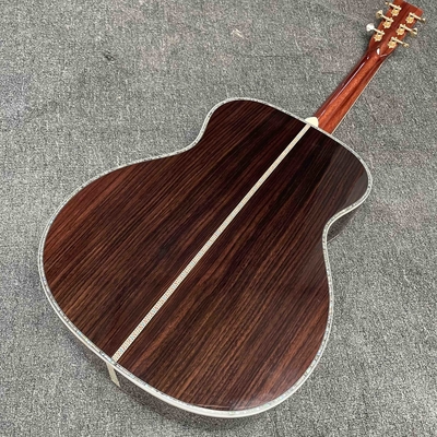 Custom OM Body Yellow Painting Acoustic Electric Guitar with SOLID ROSEWOOD Back Side supplier