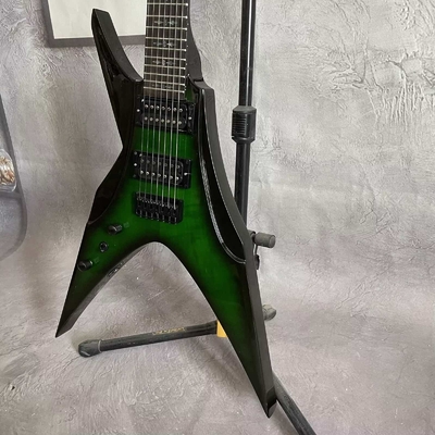 Custom 7 Strings Bird of Prey Neck Inlay Special Body Green Burst Flamed Maple Top Electric Guitar supplier