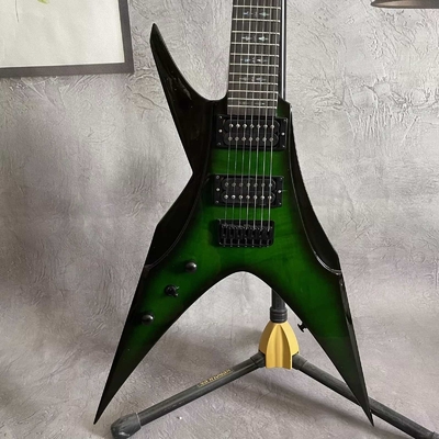 Custom 7 Strings Bird of Prey Neck Inlay Special Body Green Burst Flamed Maple Top Electric Guitar supplier