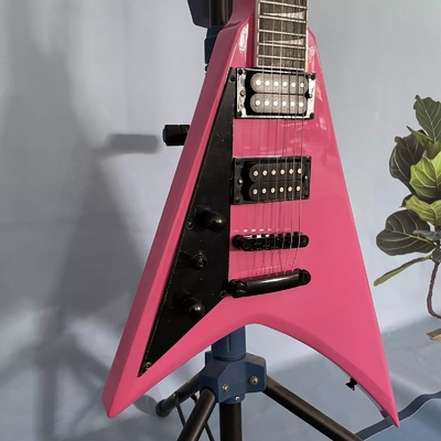Left-Handed Pink Swallow Tail V Solid Body Electric Guitar Open Pickups 22 Fret supplier