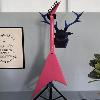 Left-Handed Pink Swallow Tail V Solid Body Electric Guitar Open Pickups 22 Fret supplier
