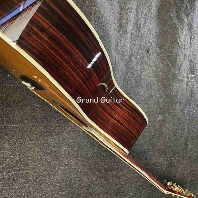 Custom OM Body Spruce Top Yellow Painting Gloss Finishing Acoustic Electric Guitar with ROSEWOOD Back Side supplier