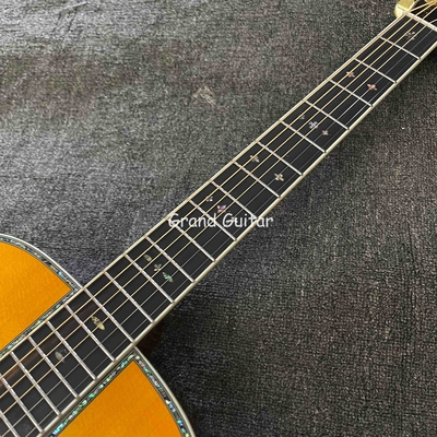Custom OM Body Spruce Top Yellow Painting Gloss Finishing Acoustic Electric Guitar with ROSEWOOD Back Side supplier
