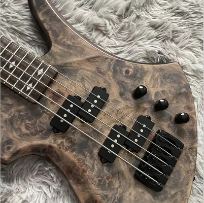 Custom 5 Strings Neck Through Body Burl Maple Top Special Body Electric Bass Guitar supplier