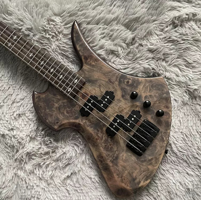 Custom 5 Strings Neck Through Body Burl Maple Top Special Body Electric Bass Guitar supplier