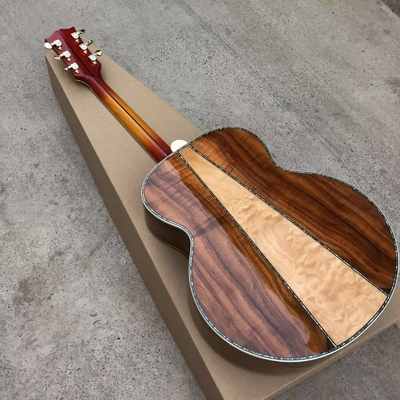 Custom 43 Inch Cherryburst Solid Spruce Top Abalone Inlays Maple and Koa Back Side Acoustic Guitar supplier