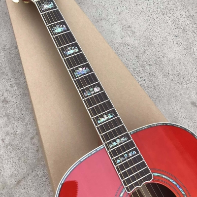 Custom 43 Inch Cherryburst Solid Spruce Top Abalone Inlays Maple and Koa Back Side Acoustic Guitar supplier