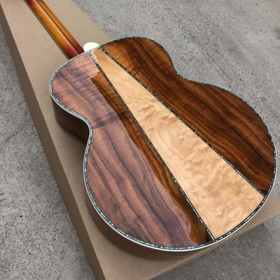 Custom 43 Inch Cherryburst Solid Spruce Top Abalone Inlays Maple and Koa Back Side Acoustic Guitar supplier