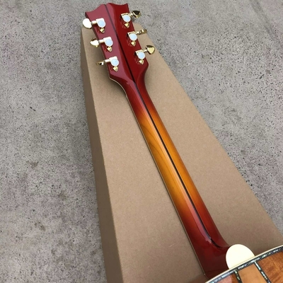 Custom 43 Inch Cherryburst Solid Spruce Top Abalone Inlays Maple and Koa Back Side Acoustic Guitar supplier
