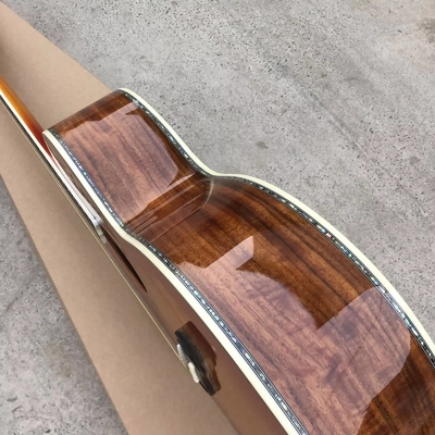 Custom 43 Inch Cherryburst Solid Spruce Top Abalone Inlays Maple and Koa Back Side Acoustic Guitar supplier