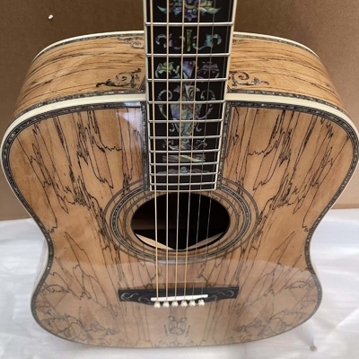 Custom Maple 41 Inch D Type Acoustic Guitar Abalone Inlays Ebony Fingerboard supplier