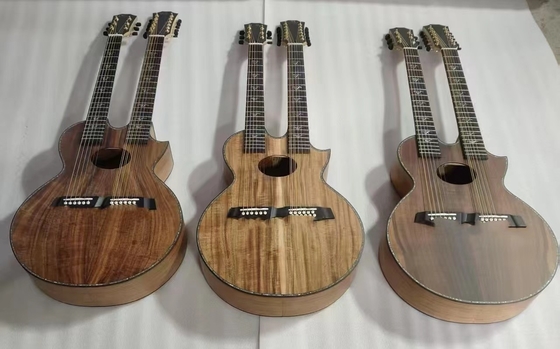 IN STOCK, Custom Taylor Style Double Neck Richie Sambora Signature KOA Wood 6+12 Strings Acoustic Guitar with Ebony Fingerboard in Matte Finishing supplier