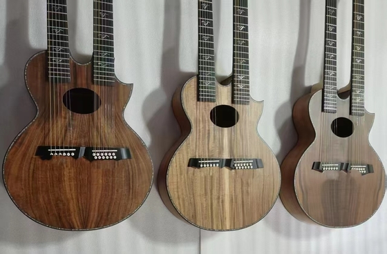 IN STOCK, Custom Taylor Style Double Neck Richie Sambora Signature KOA Wood 6+12 Strings Acoustic Guitar with Ebony Fingerboard in Matte Finishing supplier