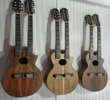 IN STOCK, Custom Taylor Style Double Neck Richie Sambora Signature KOA Wood 6+12 Strings Acoustic Guitar with Ebony Fingerboard in Matte Finishing supplier