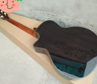 Custom body cut acoustic guitar Real abalone solid top SP14 electric acoustic guitar supplier