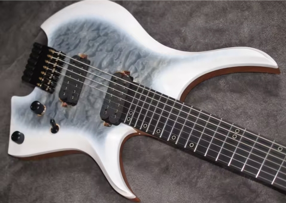 2025 Fanned Frets 7 Strings Headless Electric Guitar White Color with Eye Poplar 5-ply Roasted Maple supplier