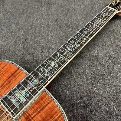 Left Handed D Body Solid Koa Top Acoustic Guitar with KOA Wood Back Side Abalone Binding Life Tree Inlay Deluxe KOA Guitar OEM supplier