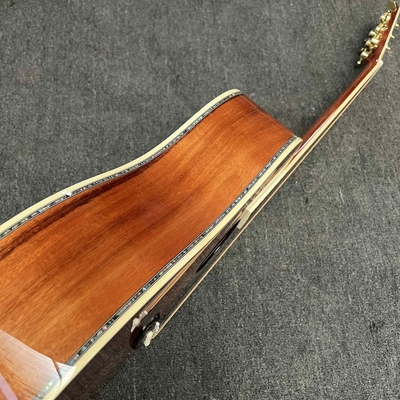 Left Handed D Body Solid Koa Top Acoustic Guitar with KOA Wood Back Side Abalone Binding Life Tree Inlay Deluxe KOA Guitar OEM supplier