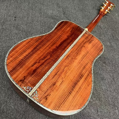 Left Handed D Body Solid Koa Top Acoustic Guitar with KOA Wood Back Side Abalone Binding Life Tree Inlay Deluxe KOA Guitar OEM supplier