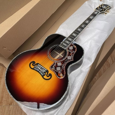 Custom Sunburst Color SJ200 ALL Solid Wood Jumbo Acoustic Guitar Crown Monarch Type supplier