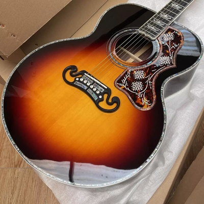 Custom Gibson Style Crown Monarch Type Sunburst Color SJ200 ALL Solid Wood Jumbo Acoustic Guitar supplier
