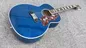 Top quality Gibson Blue G200 classic acoustic guitar,Golden Hardware,Solid Sprue top,Factory Custom Maple body guitar supplier