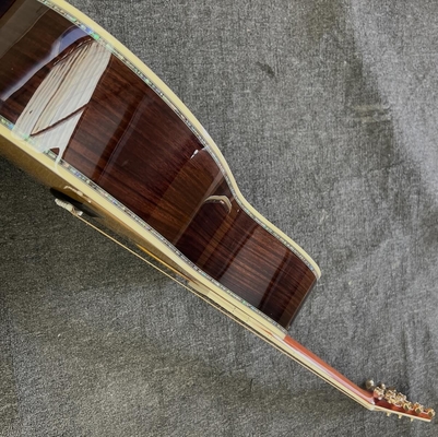 Custom Logo on Headstock, Solid Spruce OM Body Solid Rosewood Back Side Acoustic Electric Guitar Abalone Binding supplier