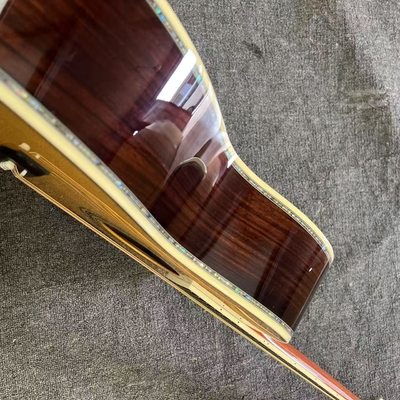 Custom Logo on Headstock, Solid Spruce OM Body Solid Rosewood Back Side Acoustic Electric Guitar Abalone Binding supplier