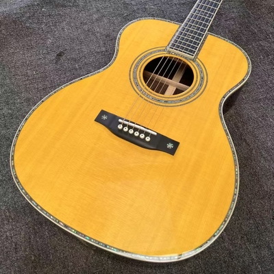 Custom Logo on Headstock, Solid Spruce OM Body Solid Rosewood Back Side Acoustic Electric Guitar Abalone Binding supplier