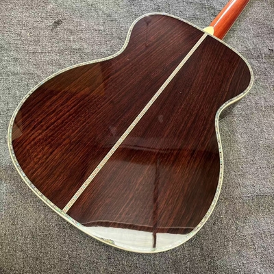 Custom Logo on Headstock, Solid Spruce OM Body Solid Rosewood Back Side Acoustic Electric Guitar Abalone Binding supplier