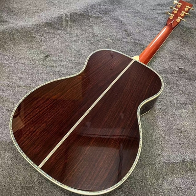 Custom Logo on Headstock, Solid Spruce OM Body Solid Rosewood Back Side Acoustic Electric Guitar Abalone Binding supplier