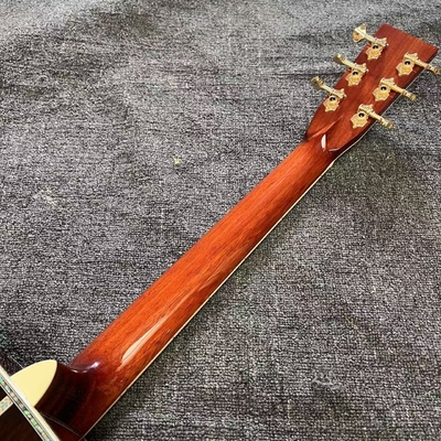 Custom Logo on Headstock, Solid Spruce OM Body Solid Rosewood Back Side Acoustic Electric Guitar Abalone Binding supplier