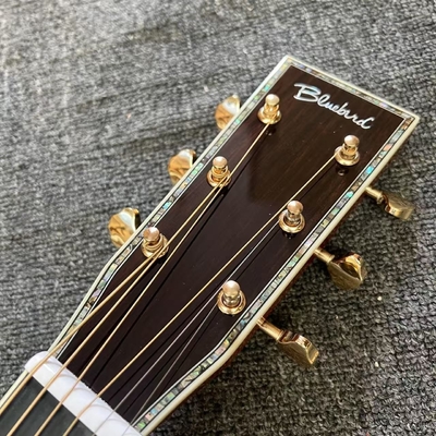 Custom Logo on Headstock, Solid Spruce OM Body Solid Rosewood Back Side Acoustic Electric Guitar Abalone Binding supplier