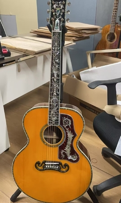 Custom 43 INCH SJ200 JUMBO SOLID Back Side Acoustic Electric Guitar Abalone Binding supplier