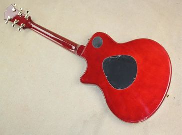 Wholsale Factory custom 21frets T5 classic semi-hollow tobacco sunburst folk acoustic guitar with bird inlay supplier