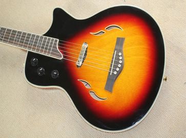Wholsale Factory custom 21frets T5 classic semi-hollow tobacco sunburst folk acoustic guitar with bird inlay supplier