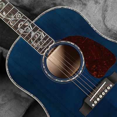 Custom Gibson Style Solid Adirondack Spruce Top Solid Tiger Maple Back Side J-45 Acoustic Guitar in Blue supplier