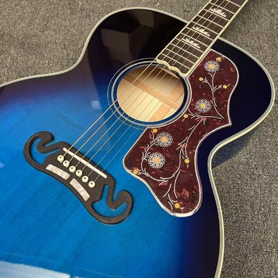 Custom Flamed Maple Back Side 43 Inch Jumbo Acoustic Guitar with Abalone Inlay in Blue Sunburst supplier