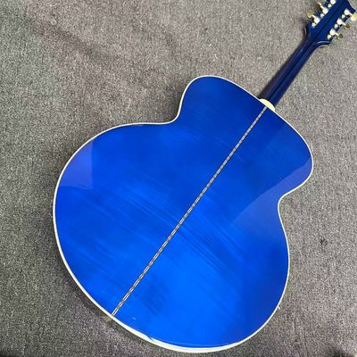 Custom Flamed Maple Back Side 43 Inch Jumbo Acoustic Guitar with Abalone Inlay in Blue Sunburst supplier