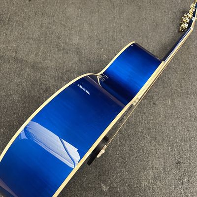 Custom Flamed Maple Back Side 43 Inch Jumbo Acoustic Guitar with Abalone Inlay in Blue Sunburst supplier