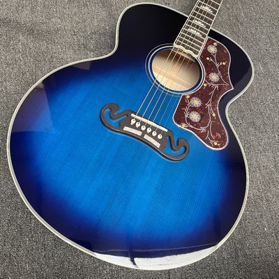 Custom Flamed Maple Back Side 43 Inch Jumbo Acoustic Guitar with Abalone Inlay in Blue Sunburst supplier