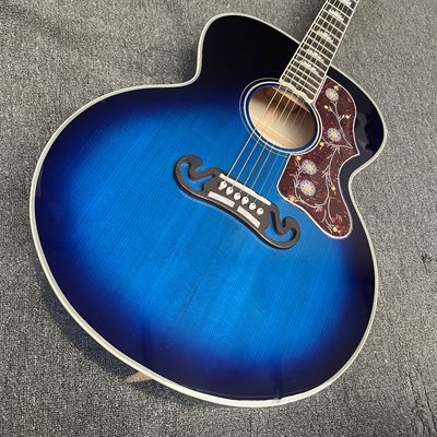Custom Flamed Maple Back Side 43 Inch Jumbo Acoustic Guitar with Abalone Inlay in Blue Sunburst supplier
